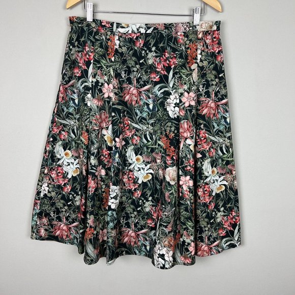 Antonio Melani Skirt Women 14 Multicolor Floral A-line Midi Pleated Garden Lined - Picture 1 of 10